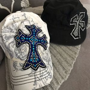 2  cross baseball caps